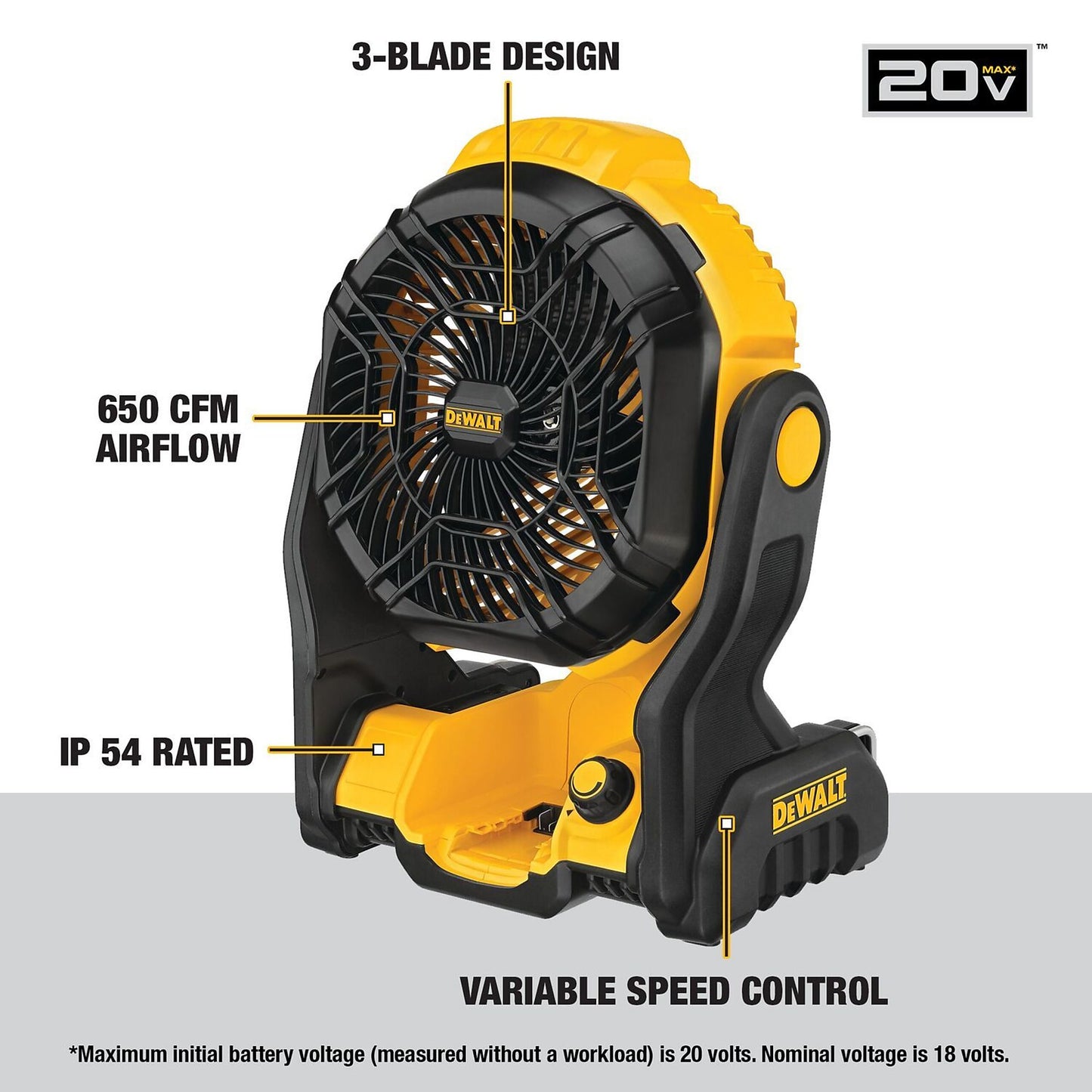 DEWALT 20V Jobsite Fan, Tool Only