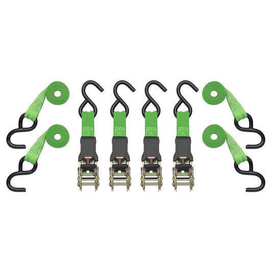 Ultra-Tow 4-Pack 14ft. Padded Ratchet Tie-Down Straps, 500-lb. Working Load, 1500-lb. Capacity, 14ft.L, Green Polyester, Model# 9298