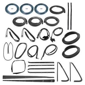 2 DR COMPLETE WEATHERSTRIP KIT, CHROME WITH TAILGATE