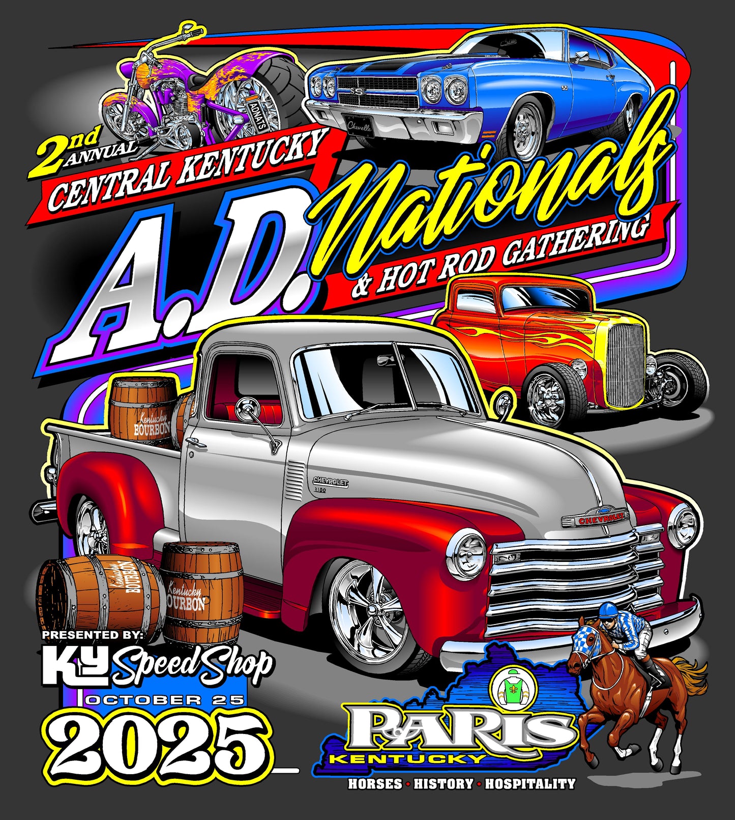 2025 Central KY AD Nats & Hot Rod Gathering T-Shirt - Heather Blue