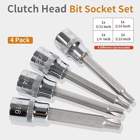 Clutch Head Bit Socket Set (4pcs) 3/8" Drive